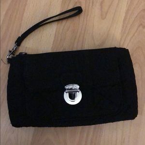 Vera Bradley black microfiber pushlock wristlet
